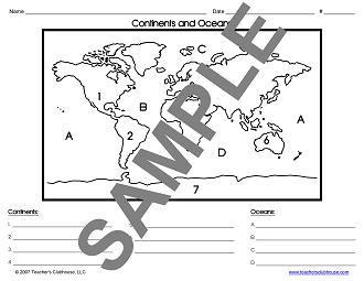 Blank World Map Continents And Oceans