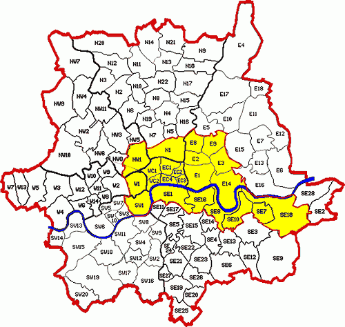 Central London Postcode Map