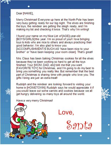 Father Christmas Letter Templates Free
