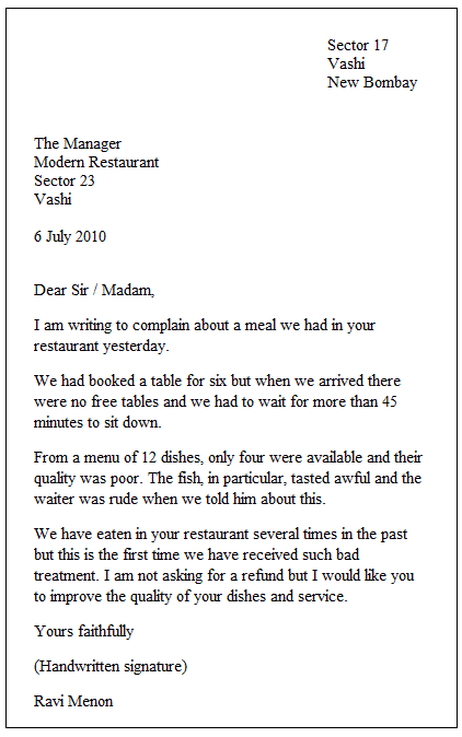 Formal Letter Format Examples Business