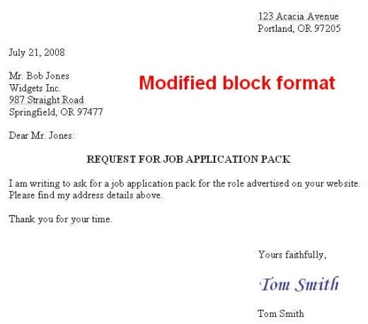 Full Block Letter Format Sample