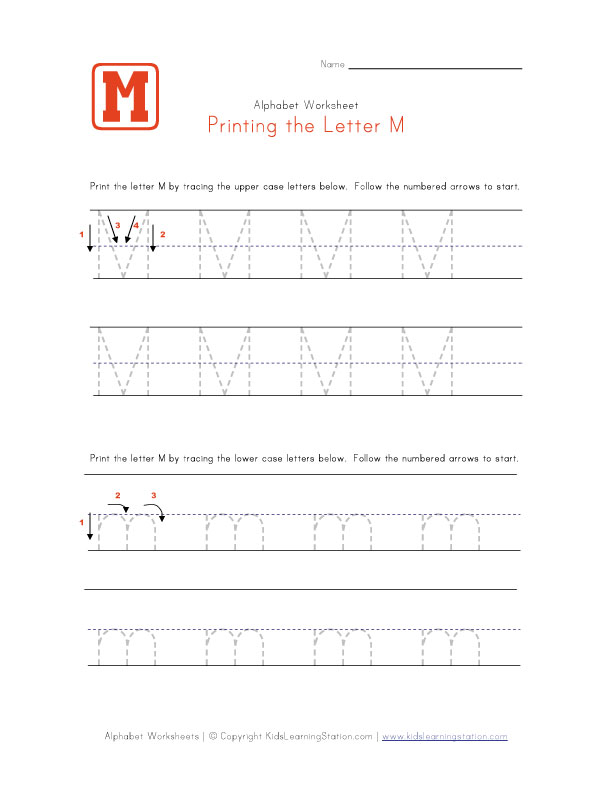 Printable Letter M Worksheets