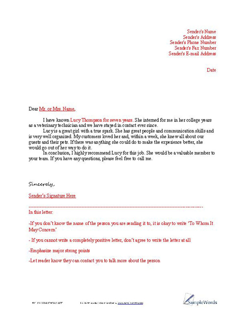 Reference Letter Template Uk