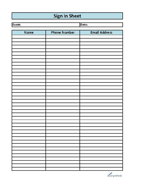 Sign Up Sheet Template Free