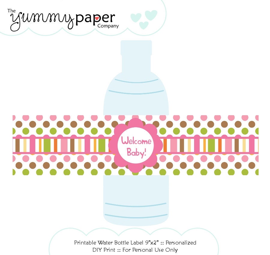 Water Bottle Labels Template Baby Shower