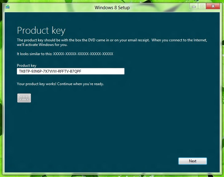 Windows 8 Release Preview Installation Key