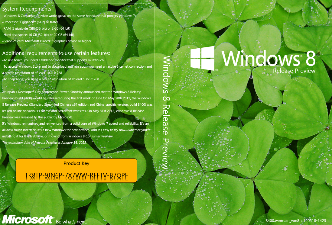 Windows 8 Release Preview Key Doesn