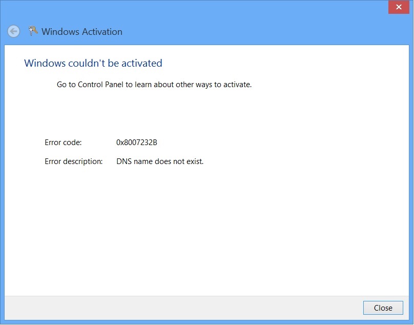 Windows 8 Rtm Activation Error