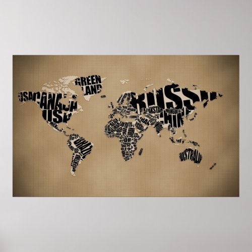 World Map Black And White Poster
