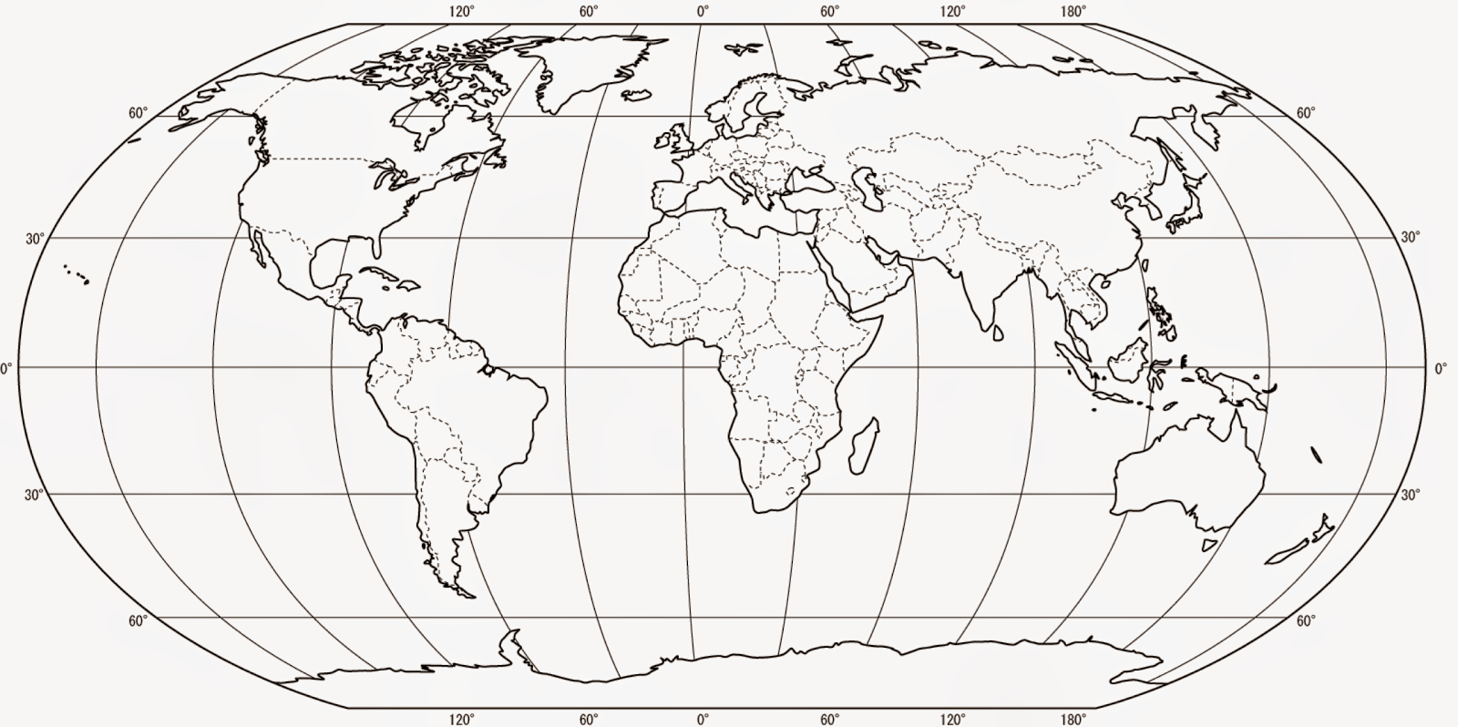 World Map Continents Black And White