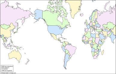 World Map Outline With Countries Printable